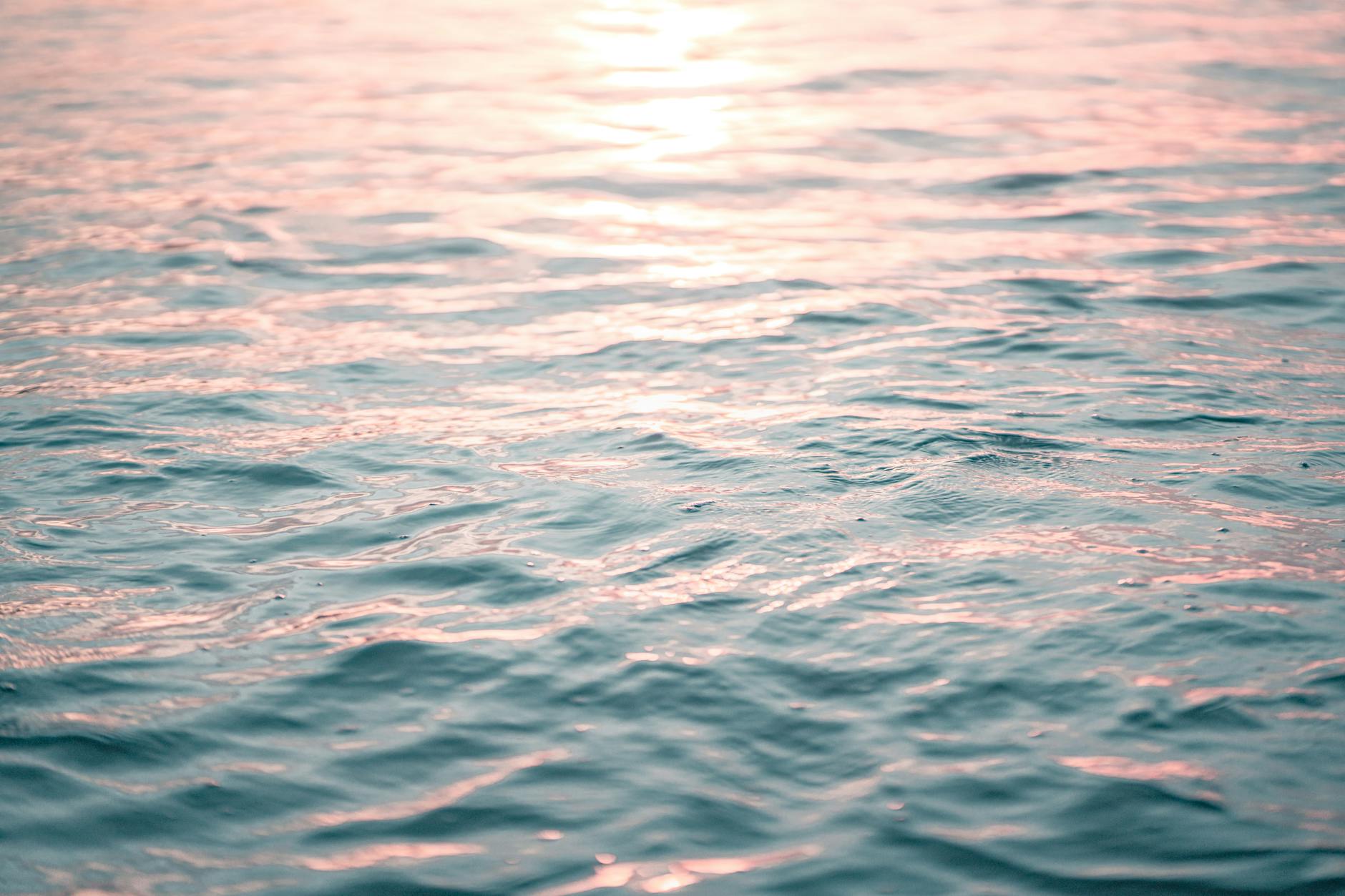 azure rippling seawater in sunset light